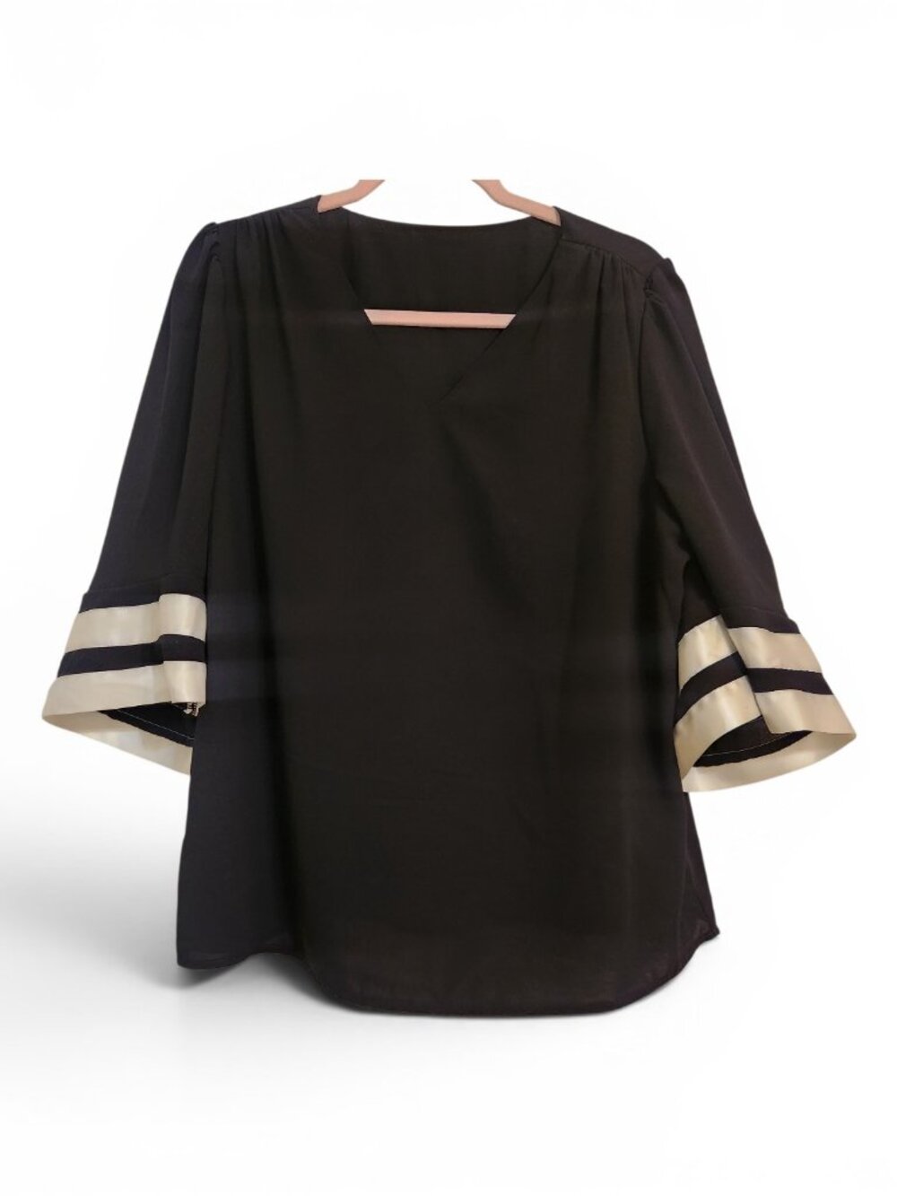 Unbranded Lined Black V Neck Blouse Size XL